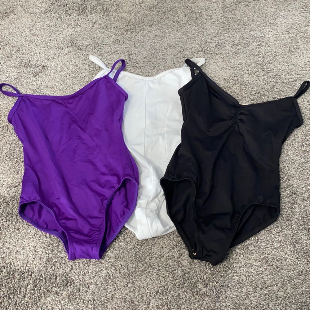 Motion wear leotards - purple, white, black